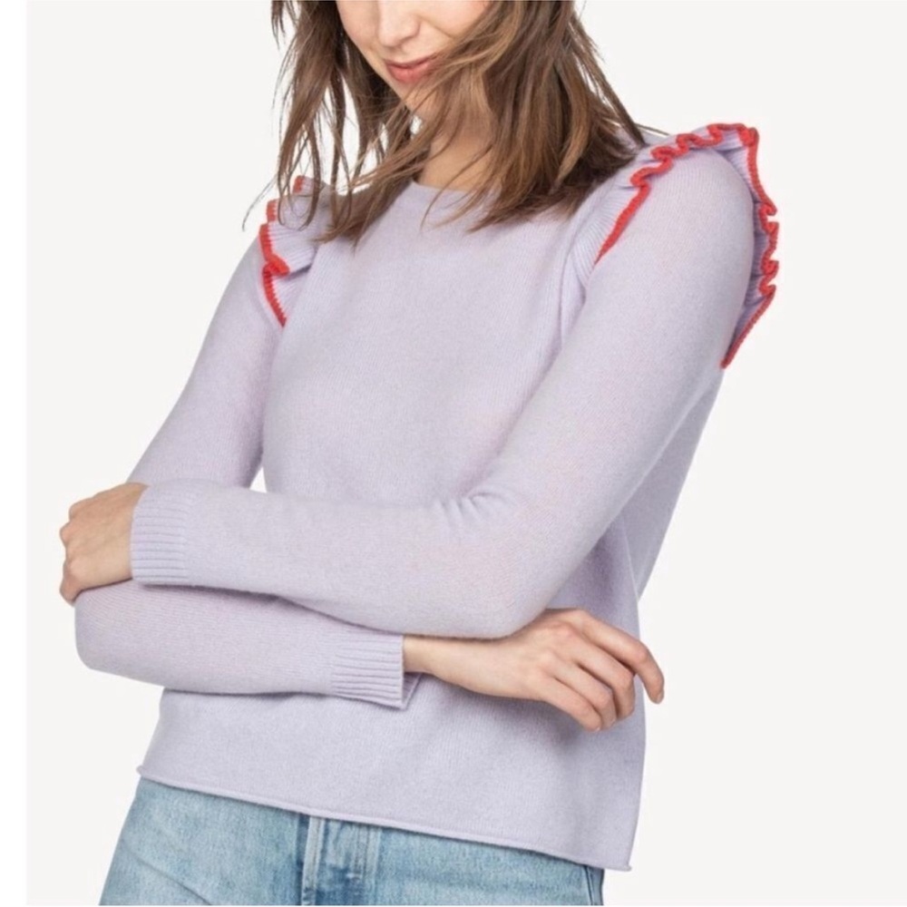 Lilla P. 100% cashmere ruffle trim sweater Size S
